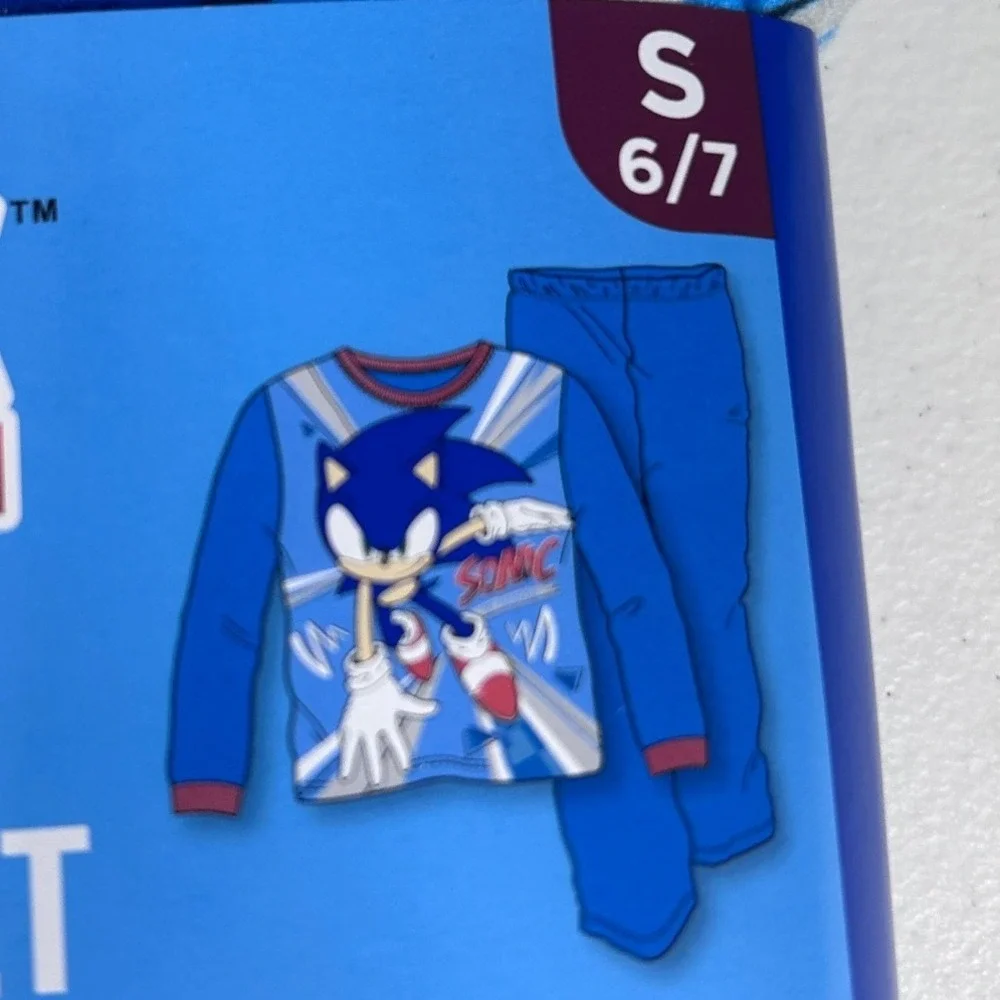 Sonic The Hedgehog Kids 2‎ Piece Pajama Set Size Small Blue Flame Resistant NEW